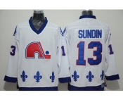 NHL quebec nordiques #13 sundin white Throwback jerseys