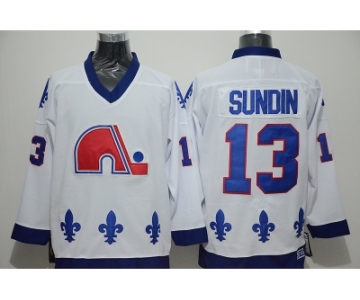 NHL quebec nordiques #13 sundin white Throwback jerseys