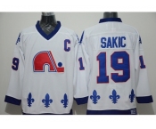 NHL quebec nordiques #19 sakic white Throwback jerseys