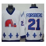 Quebec Nordiques #21 Peter Forsberg White CCM Throwback Stitched Hockey Jersey