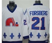 Quebec Nordiques #21 Peter Forsberg White CCM Throwback Stitched Hockey Jersey