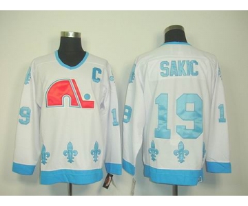 nhl jerseys quebec nordiques #19 sakic white(ccm)