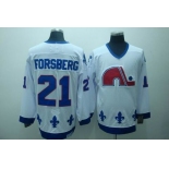 nhl quebec nordiques #21 forsberg white(ccm)