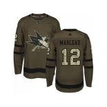 Adidas San Jose Sharks #12 Patrick Marleau Green Salute to Service Stitched NHL Jersey