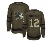 Adidas San Jose Sharks #12 Patrick Marleau Green Salute to Service Stitched NHL Jersey