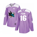 Adidas San Jose Sharks #16 Eric Fehr Authentic Purple Fights Cancer Practice NHL Jersey