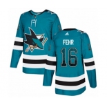 Adidas San Jose Sharks #16 Eric Fehr Authentic Teal Drift Fashion NHL Jersey