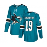 Adidas San Jose Sharks #19 Joe Thornton Authentic Teal Green Home NHL Jersey