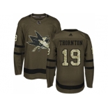 Adidas San Jose Sharks #19 Joe Thornton Green Salute to Service Stitched NHL Jersey