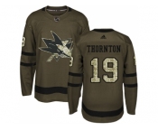 Adidas San Jose Sharks #19 Joe Thornton Green Salute to Service Stitched NHL Jersey