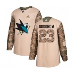 Adidas San Jose Sharks #23 Barclay Goodrow Authentic Camo Veterans Day Practice NHL Jersey