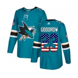 Adidas San Jose Sharks #23 Barclay Goodrow Authentic Teal Green USA Flag Fashion NHL Jersey