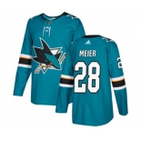 Adidas San Jose Sharks #28 Timo Meier Authentic Teal Green Home NHL Jersey