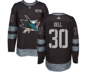 Adidas San Jose Sharks #30 Aaron Dell Authentic Black 1917-2017 100th Anniversary NHL Jersey