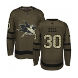 Adidas San Jose Sharks #30 Aaron Dell Authentic Green Salute to Service NHL Jersey