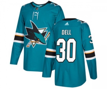 Adidas San Jose Sharks #30 Aaron Dell Authentic Teal Green Home NHL Jersey