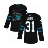 Adidas San Jose Sharks #31 Martin Jones Authentic Black Alternate NHL Jersey