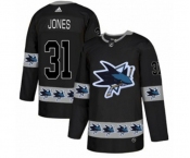 Adidas San Jose Sharks #31 Martin Jones Authentic Black Team Logo Fashion NHL Jersey