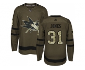 Adidas San Jose Sharks #31 Martin Jones Green Salute to Service Stitched NHL Jersey