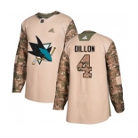 Adidas San Jose Sharks #4 Brenden Dillon Authentic Camo Veterans Day Practice NHL Jersey