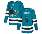 Adidas San Jose Sharks #4 Brenden Dillon Authentic Teal Drift Fashion NHL Jersey