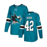 Adidas San Jose Sharks #42 Joel Ward Authentic Teal Green Home NHL Jersey