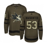 Adidas San Jose Sharks #53 Brandon Mashinter Authentic Green Salute to Service NHL Jersey