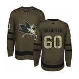 Adidas San Jose Sharks #60 Rourke Chartier Authentic Green Salute to Service NHL Jersey