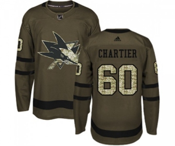 Adidas San Jose Sharks #60 Rourke Chartier Authentic Green Salute to Service NHL Jersey