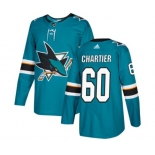 Adidas San Jose Sharks #60 Rourke Chartier Authentic Teal Green Home NHL Jersey