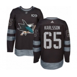 Adidas San Jose Sharks #65 Erik Karlsson Authentic Black 1917-2017 100th Anniversary NHL Jersey