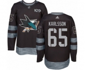 Adidas San Jose Sharks #65 Erik Karlsson Authentic Black 1917-2017 100th Anniversary NHL Jersey