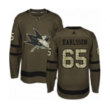 Adidas San Jose Sharks #65 Erik Karlsson Authentic Green Salute to Service NHL Jersey