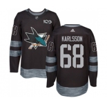 Adidas San Jose Sharks #68 Melker Karlsson Authentic Black 1917-2017 100th Anniversary NHL Jersey