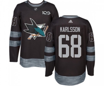 Adidas San Jose Sharks #68 Melker Karlsson Authentic Black 1917-2017 100th Anniversary NHL Jersey