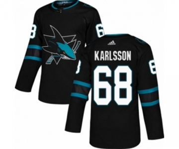 Adidas San Jose Sharks #68 Melker Karlsson Authentic Black Alternate NHL Jersey