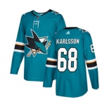 Adidas San Jose Sharks #68 Melker Karlsson Authentic Teal Green Home NHL Jersey