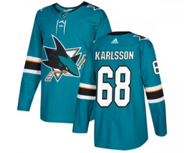 Adidas San Jose Sharks #68 Melker Karlsson Authentic Teal Green Home NHL Jersey