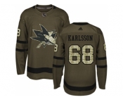 Adidas San Jose Sharks #68 Melker Karlsson Green Salute to Service Stitched NHL Jersey