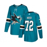 Adidas San Jose Sharks #72 Tim Heed Authentic Teal Green Home NHL Jersey