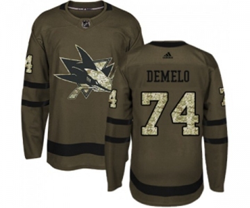 Adidas San Jose Sharks #74 Dylan DeMelo Authentic Green Salute to Service NHL Jersey