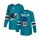 Adidas San Jose Sharks #8 Joe Pavelski Authentic Teal Green USA Flag Fashion NHL Jersey