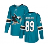 Adidas San Jose Sharks #89 Mikkel Boedker Authentic Teal Green Home NHL Jersey