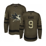 Adidas San Jose Sharks #9 Evander Kane Authentic Green Salute to Service NHL Jersey