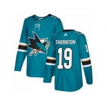 Men Adidas San Jose Sharks #19 Joe Thornton Teal Home Authentic Stitched NHL Jersey