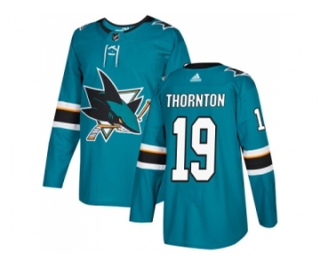 Men Adidas San Jose Sharks #19 Joe Thornton Teal Home Authentic Stitched NHL Jersey