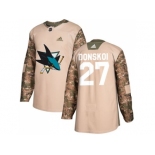 Men Adidas San Jose Sharks #27 Joonas Donskoi Camo Authentic 2017 Veterans Day Stitched NHL Jersey