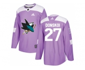 Men Adidas San Jose Sharks #27 Joonas Donskoi Purple Authentic Fights Cancer Stitched NHL Jersey