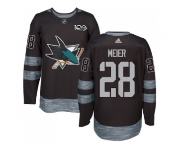 Men Adidas San Jose Sharks #28 Timo Meier Black 1917-2017 100th Anniversary Stitched NHL Jersey