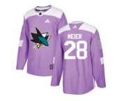 Men Adidas San Jose Sharks #28 Timo Meier Purple Authentic Fights Cancer Stitched NHL Jersey